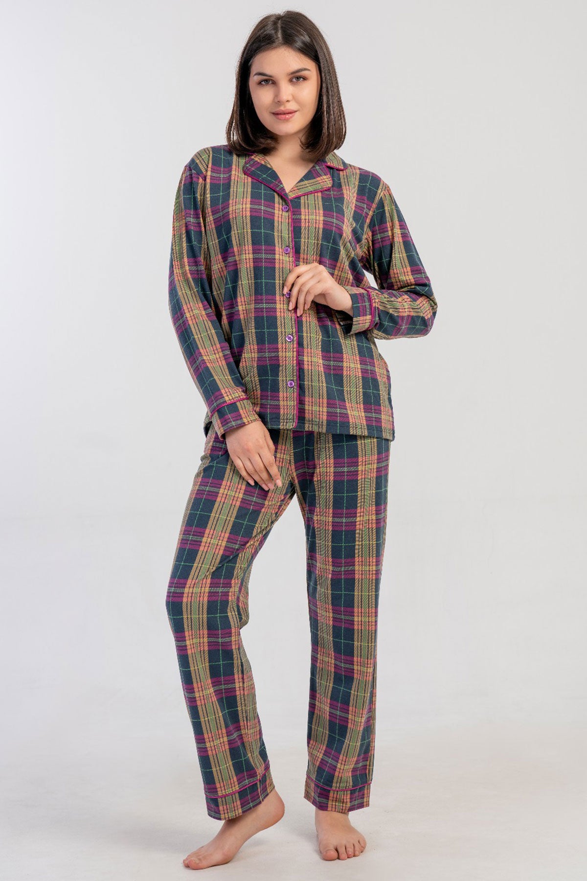 KADIN SUPREM TAMAMI DUGMELI UZUN KOL PIJAMA TAKIM 161795