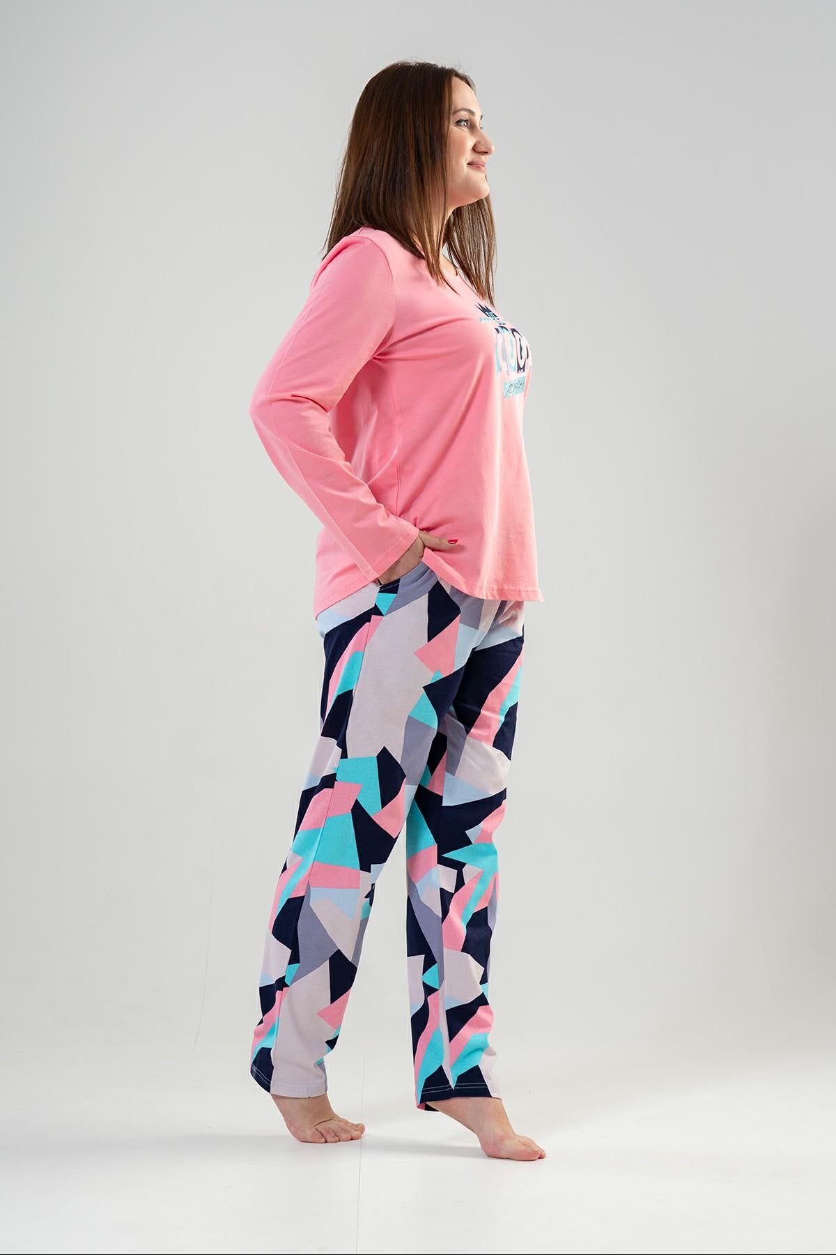 KADIN P.SUPREM XXL O YAKA UZUN KOL ETEGI OVAL CEPLI PIJAMA TAKIM 203167