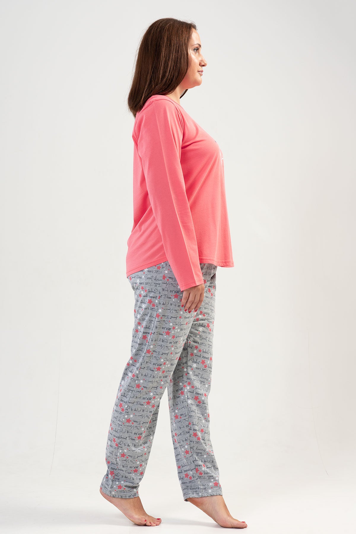 KADIN P.SUPREM XXL O YAKA UZUN KOL ETEGI OVAL CEPLI PIJAMA TAKIM