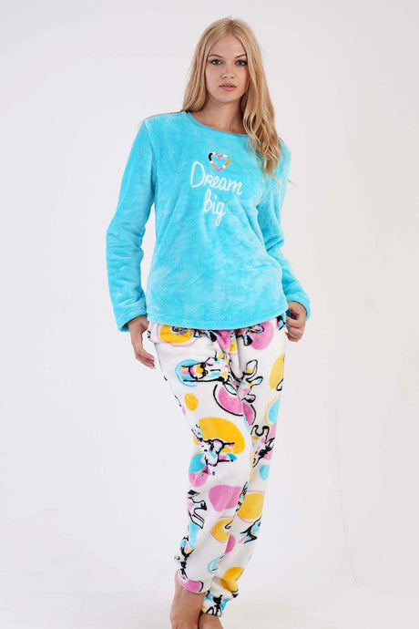 KADIN SOFT O YAKA UZUN KOL ETEGI OVAL MANSETLI CEPLI PIJAMA TAKIM 303085