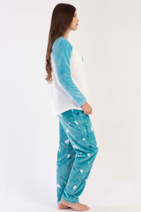 KADIN SOFT O YAKA REGLAN UZUN KOL ETEGI OVAL CEPLI PIJAMA TAKIM 303090