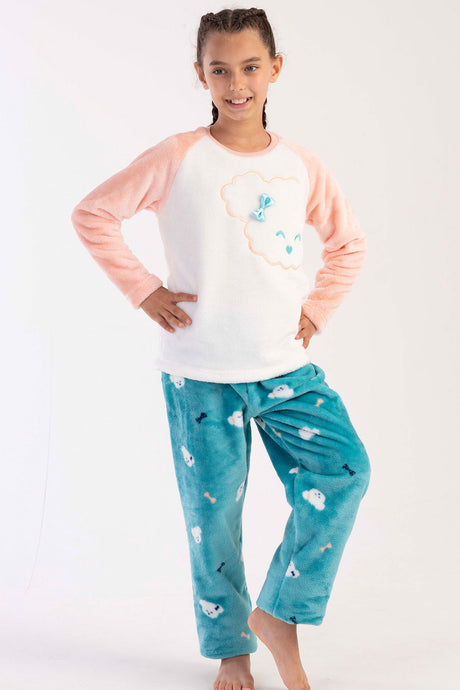 KIZ COCUK SOFT O YAKA REGLAN UZUN KOL ETEGI OVAL PIJAMA TAKIM( 7-8/13-14)