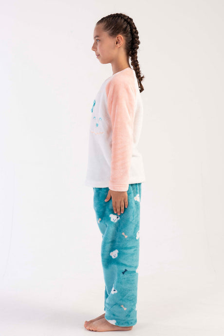 KIZ COCUK SOFT O YAKA REGLAN UZUN KOL ETEGI OVAL PIJAMA TAKIM( 7-8/13-14)