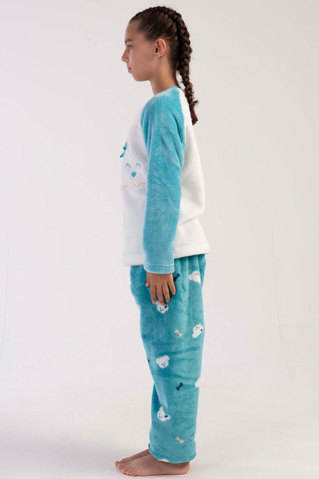 KIZ COCUK SOFT O YAKA REGLAN UZUN KOL ETEGI OVAL PIJAMA TAKIM( 7-8/13-14) 303091