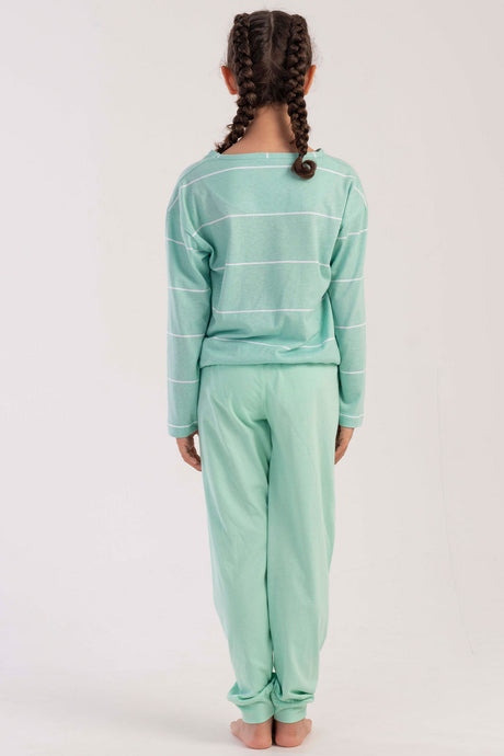 KIZ COCUK P.SUPREM O YAKA UZUN KOL BELI BUZGULU MANSETLI PIJAMA TAKIM(9-10/15-16)