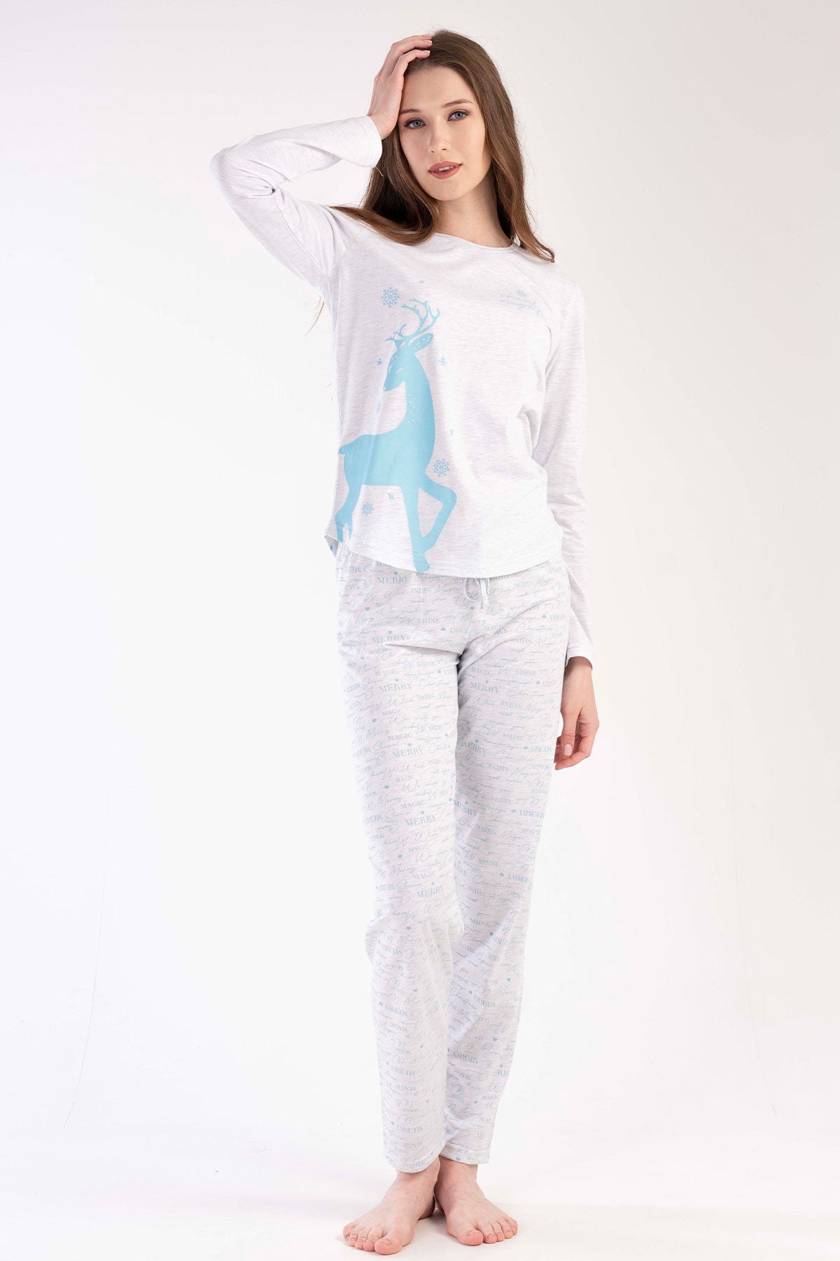 KADIN P.SUPREM O YAKA UZUN KOL ETEGI OVAL PIJAMA TAKIM