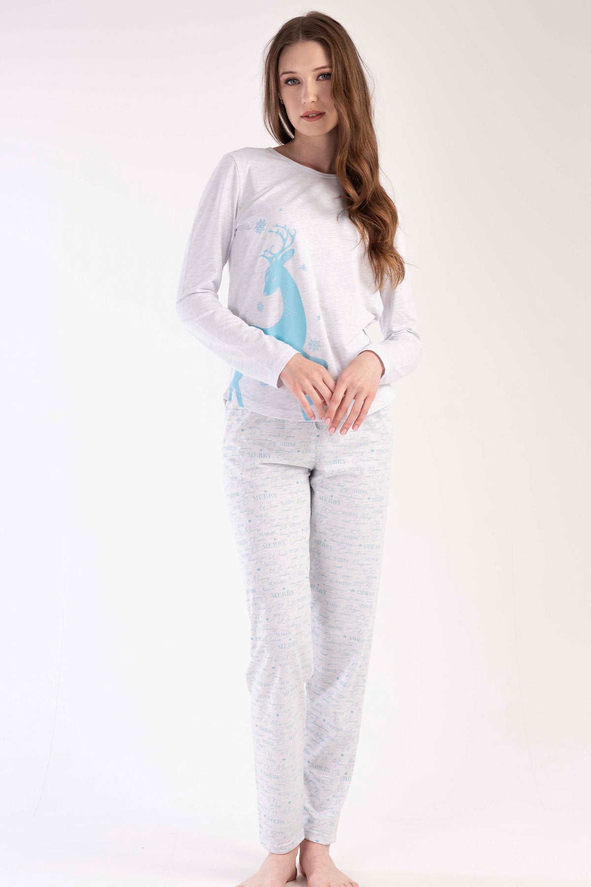 KADIN P.SUPREM O YAKA UZUN KOL ETEGI OVAL PIJAMA TAKIM