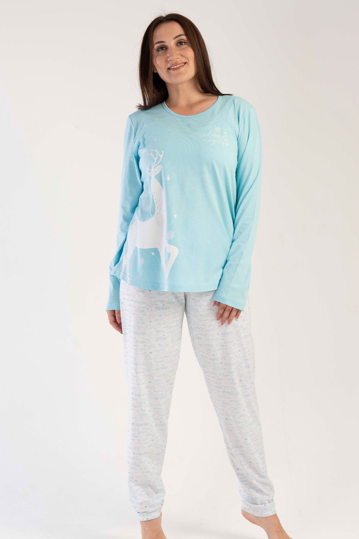 KADIN P.SUPREM XXL O YAKA UZUN KOL ETEGI OVAL PIJAMA TAKIM 303126