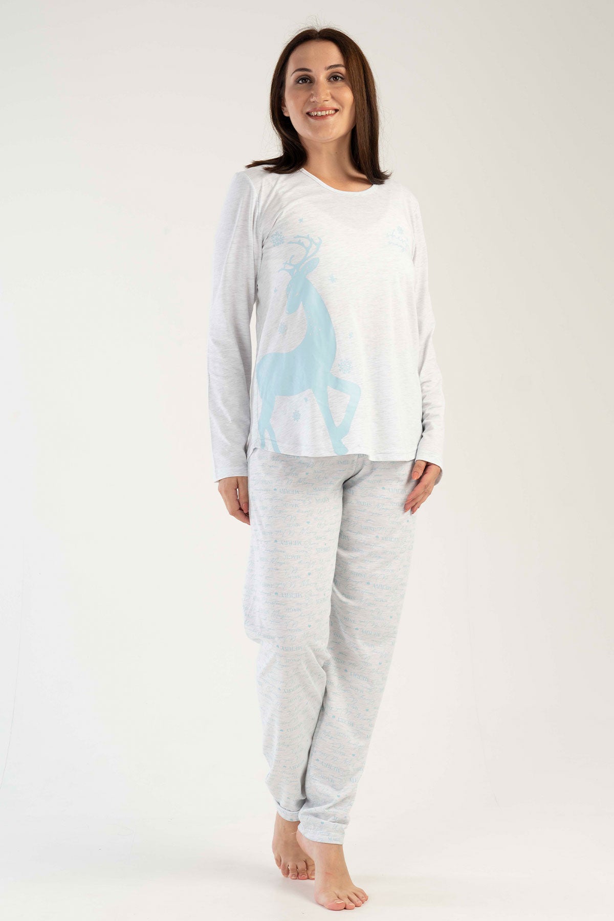 KADIN P.SUPREM XXL O YAKA UZUN KOL ETEGI OVAL PIJAMA TAKIM 303126