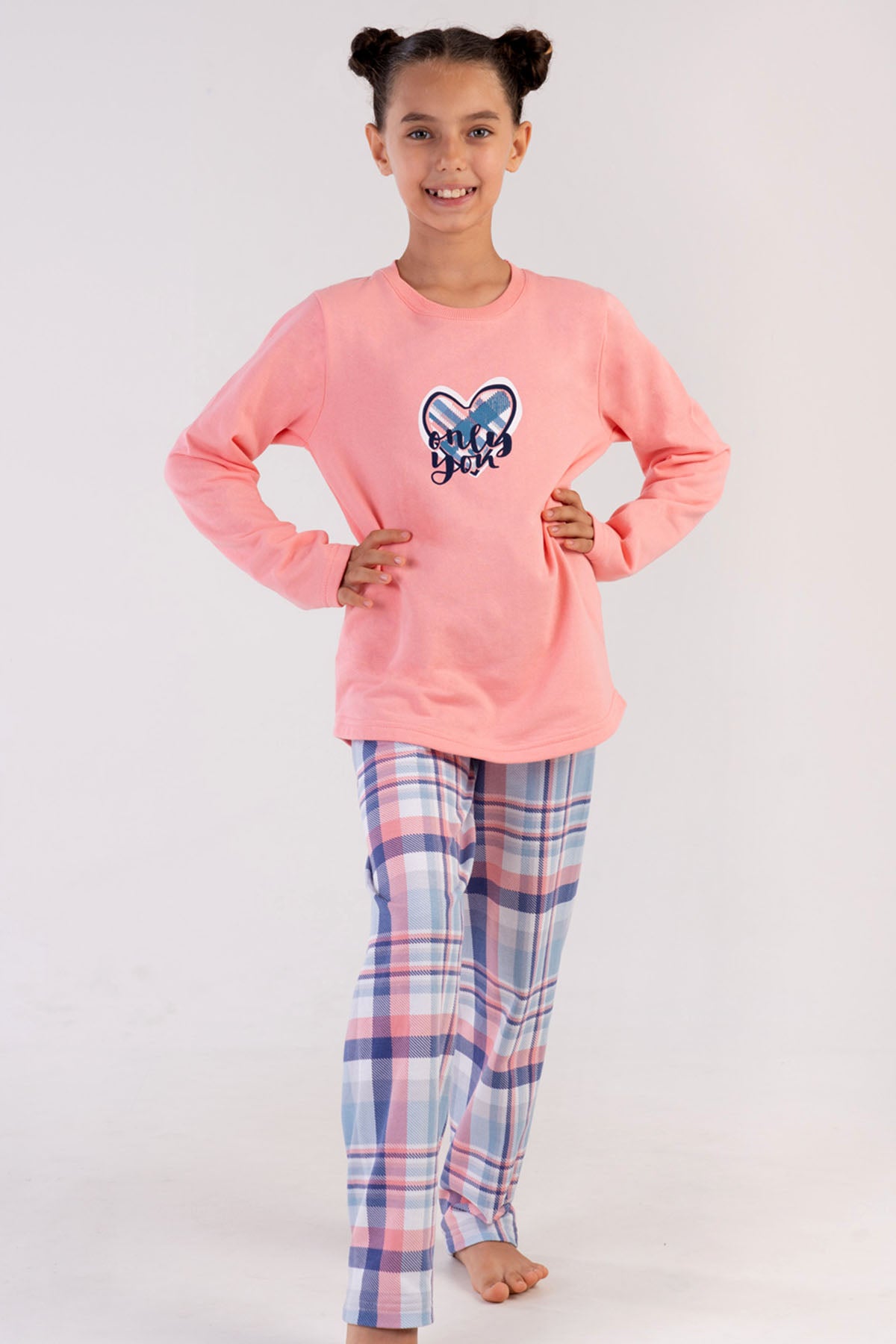 KIZ COCUK 2IPLIK O YAKA UZUN KOL ETEGI OVAL PIJAMA TAKIM(7-8/13-14) 303202