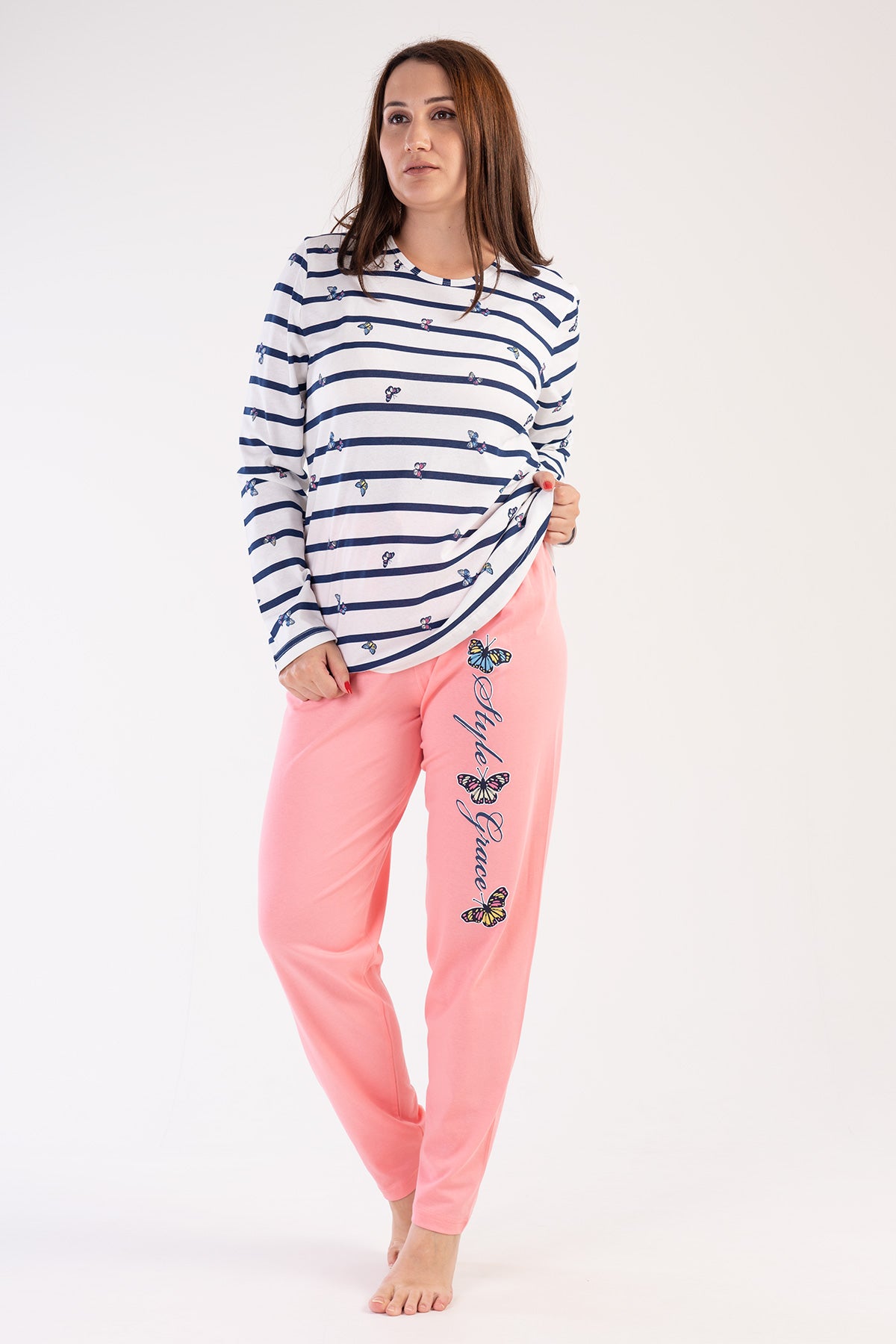 KADIN P.SUPREM XXL O YAKA UZUN KOL ETEGI OVAL PIJAMA TAKIM 303209