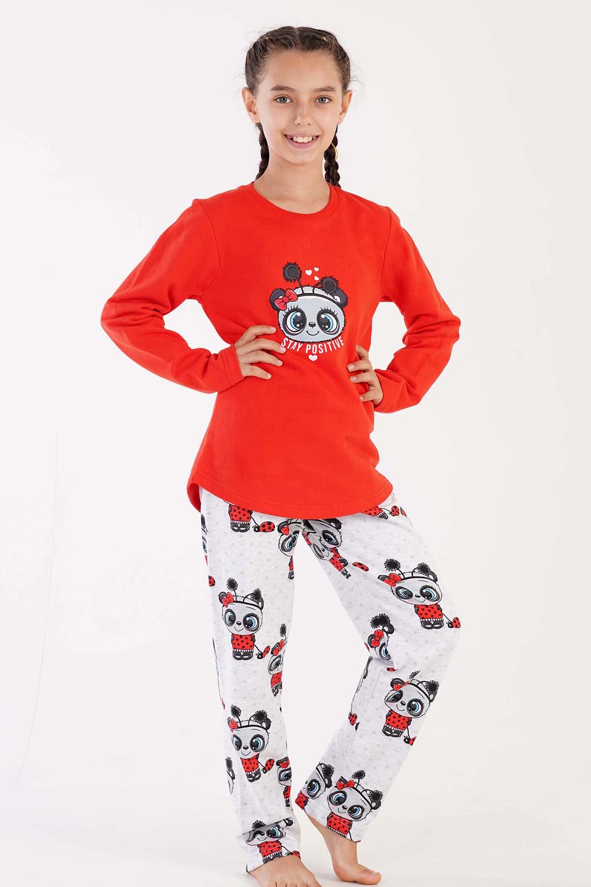 KIZ COCUK 2IPLIK O YAKA UZUN KOL ETEGI OVAL PIJAMA TAKIM(9-10/15-16)