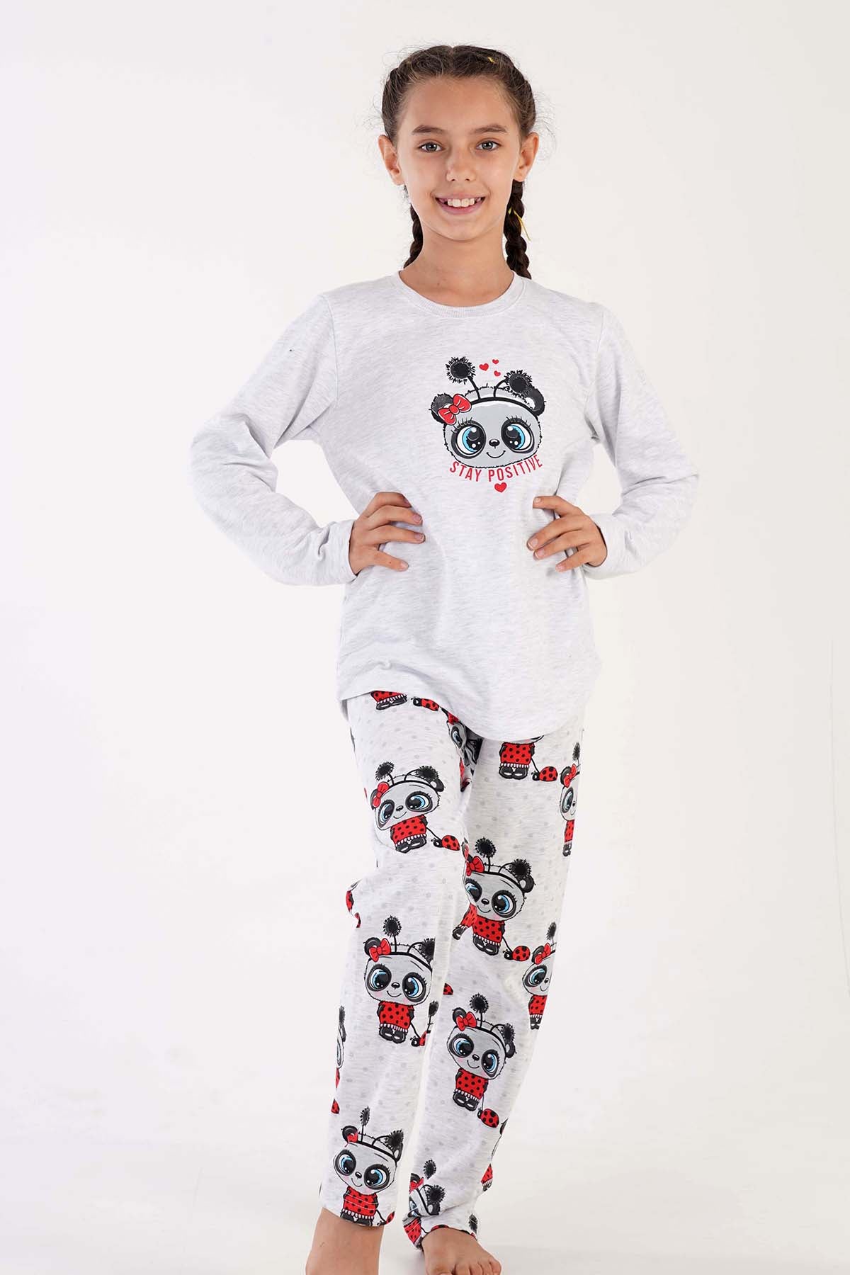 KIZ COCUK 2IPLIK O YAKA UZUN KOL ETEGI OVAL PIJAMA TAKIM(9-10/15-16)