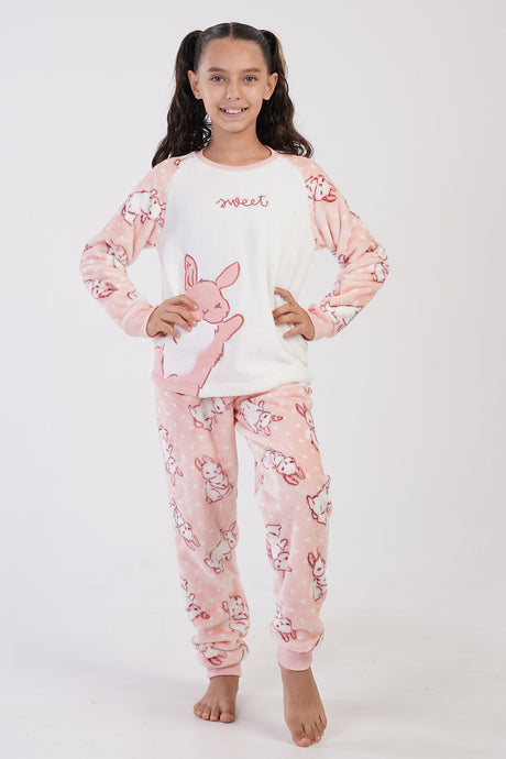 KIZ COCUK SOFT O YAKA REGLAN UZUN KOL ETEGI OVAL MANSETLI PIJAMA TAKIM(7-8/13-14) 304029