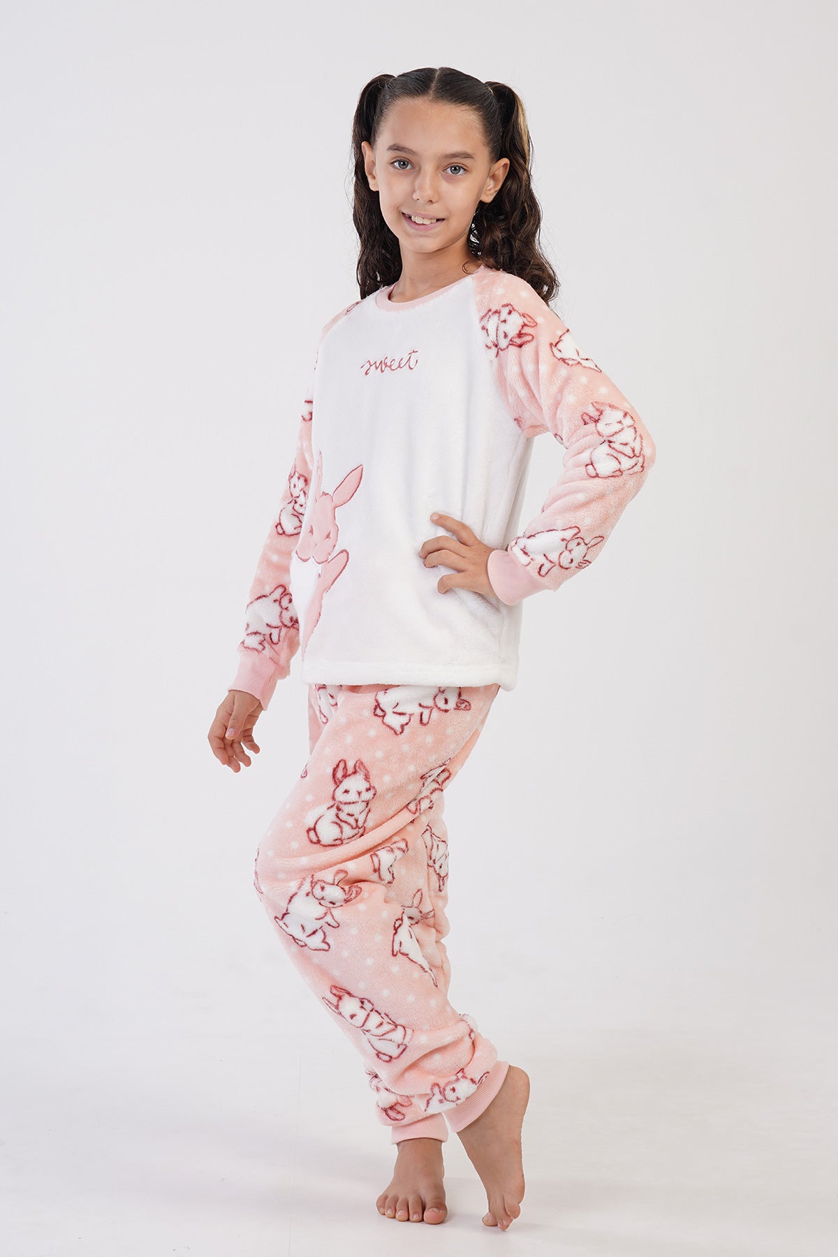 KIZ COCUK SOFT O YAKA REGLAN UZUN KOL ETEGI OVAL MANSETLI PIJAMA TAKIM(7-8/13-14) 304029