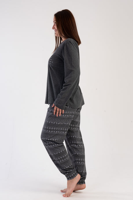 KADIN P.SUPREM XXL O YAKA UZUN KOL ETEGI OVAL MANSTELI PIJAMA TAKIM 304091