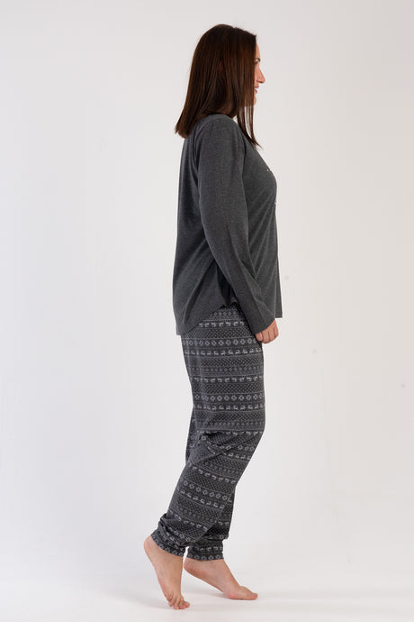 KADIN P.SUPREM XXL O YAKA UZUN KOL ETEGI OVAL MANSTELI PIJAMA TAKIM 304091