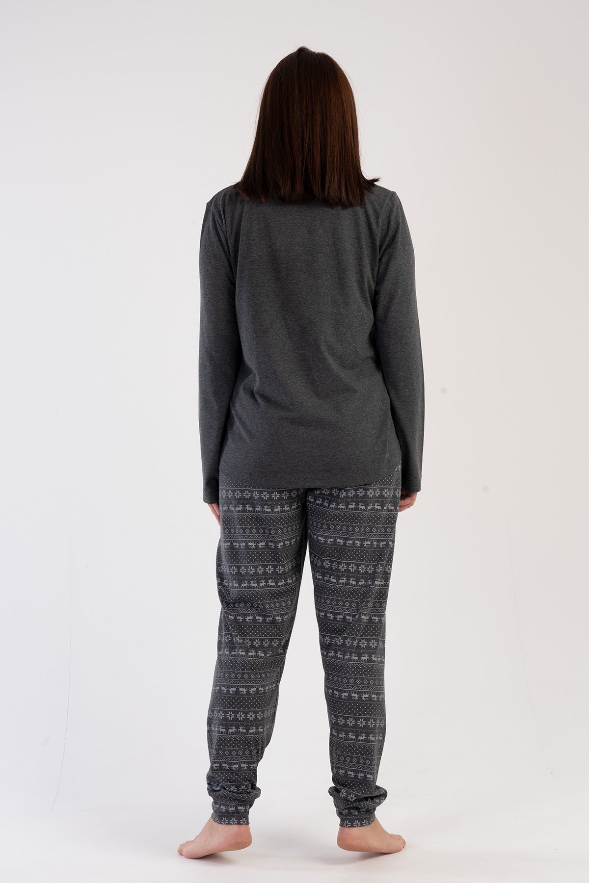 KADIN P.SUPREM XXL O YAKA UZUN KOL ETEGI OVAL MANSTELI PIJAMA TAKIM 304091