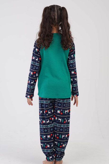 KIZ COCUK O.INTERLOK O YAKA REGLAN UZUN KOL ETEGI OVAL MANSETLI PIJAMA TAKIM(9-10/15-16)