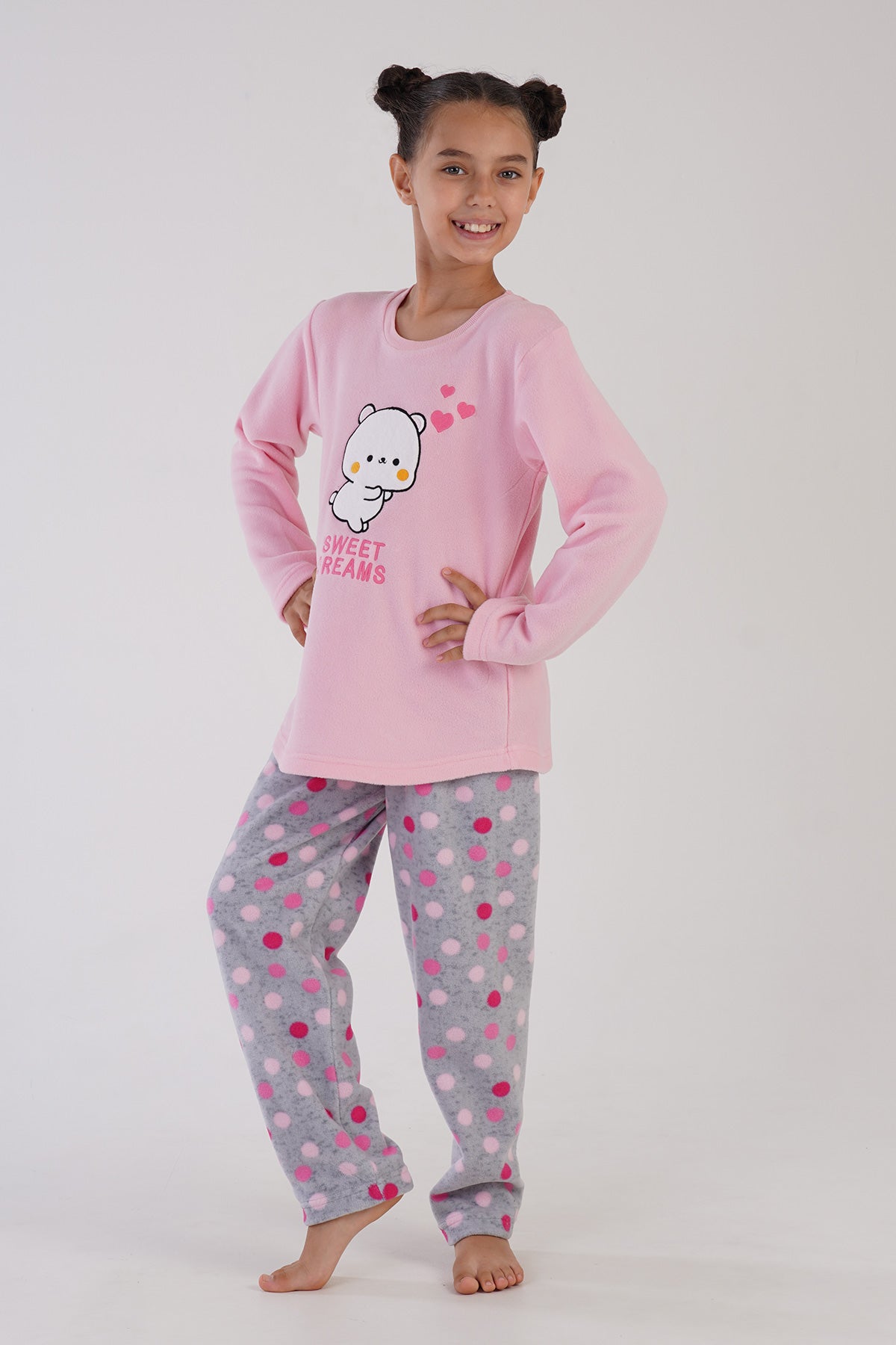 KIZ COCUK POLAR O YAKA UZUN KOL ETEGI OVAL PIJAMA TAKIM(7-8/13-14) 304151
