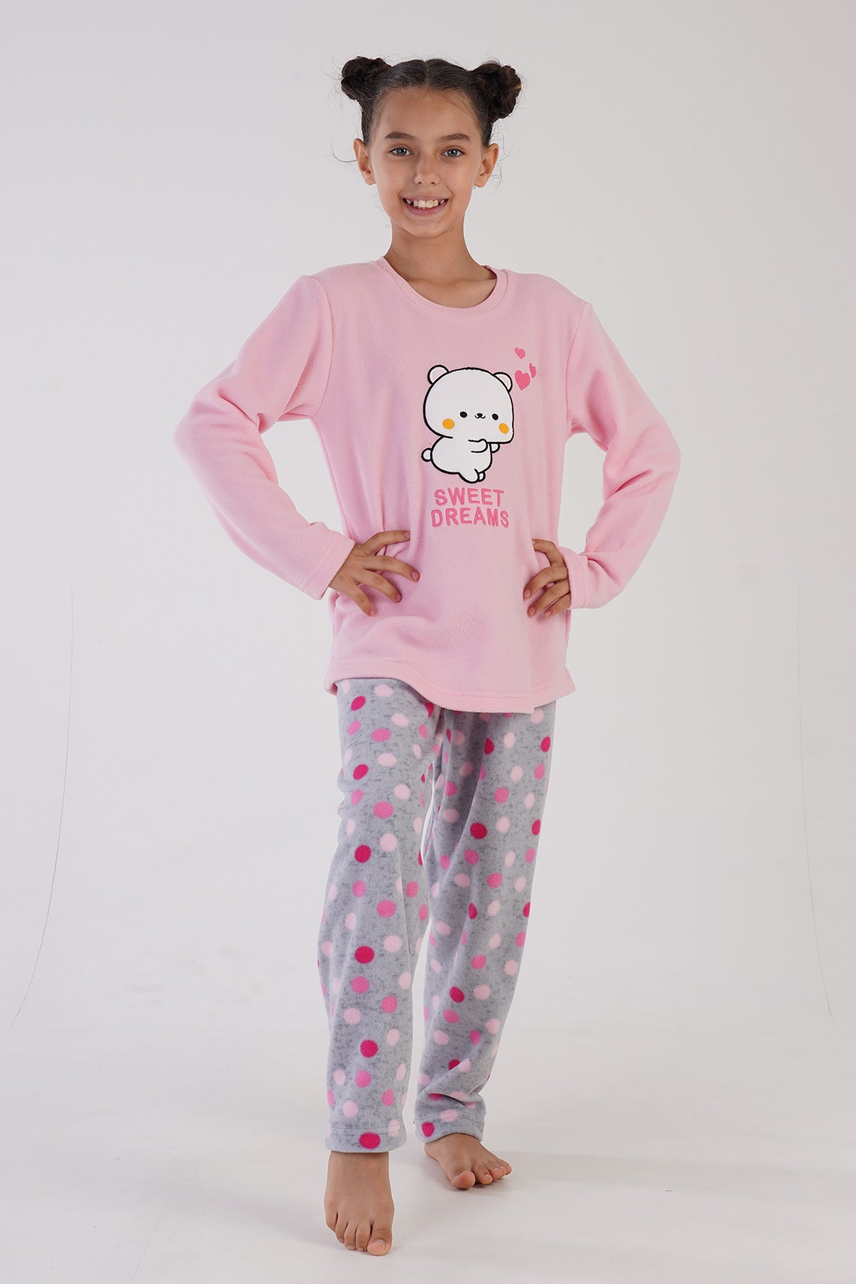 KIZ COCUK POLAR O YAKA UZUN KOL ETEGI OVAL PIJAMA TAKIM(7-8/13-14) 304151