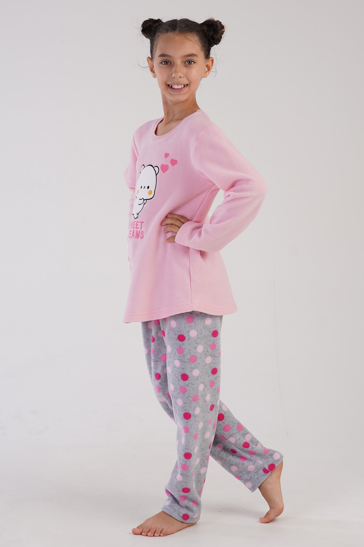 KIZ COCUK POLAR O YAKA UZUN KOL ETEGI OVAL PIJAMA TAKIM(7-8/13-14) 304151