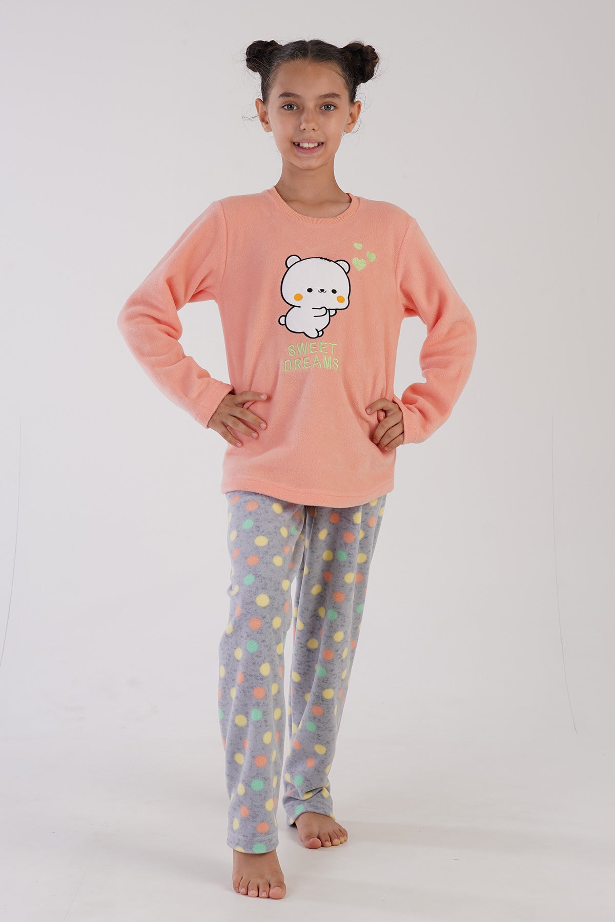 KIZ COCUK POLAR O YAKA UZUN KOL ETEGI OVAL PIJAMA TAKIM(7-8/13-14) 304151