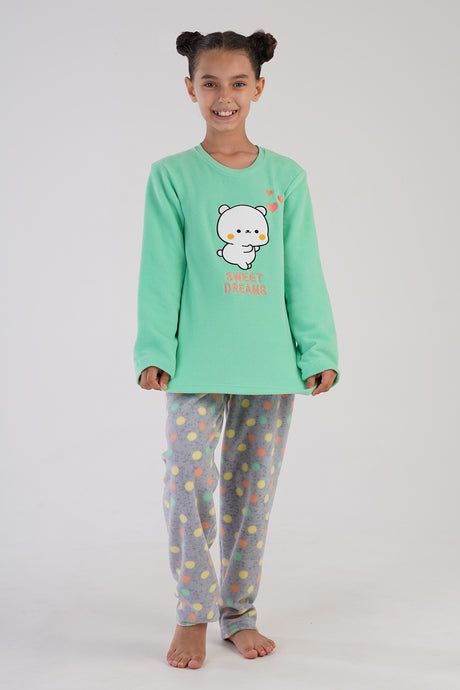 KIZ COCUK POLAR O YAKA UZUN KOL ETEGI OVAL PIJAMA TAKIM(7-8/13-14) 304151