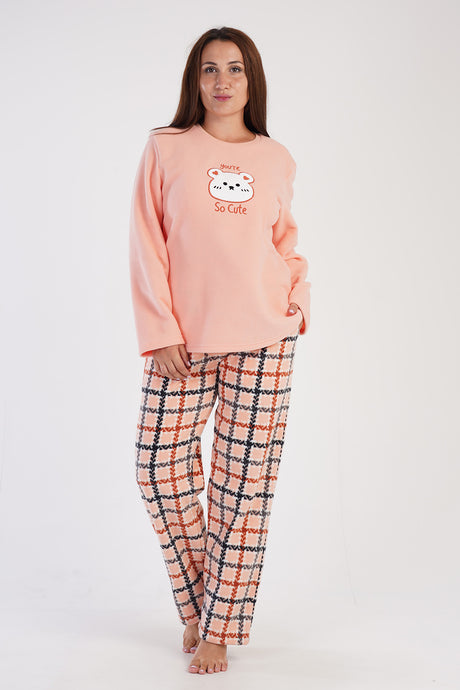 KADIN POLAR XXL O YAKA UZUN KOL ETEGI OVAL CEPLI PIJAMA TAKIM 304198