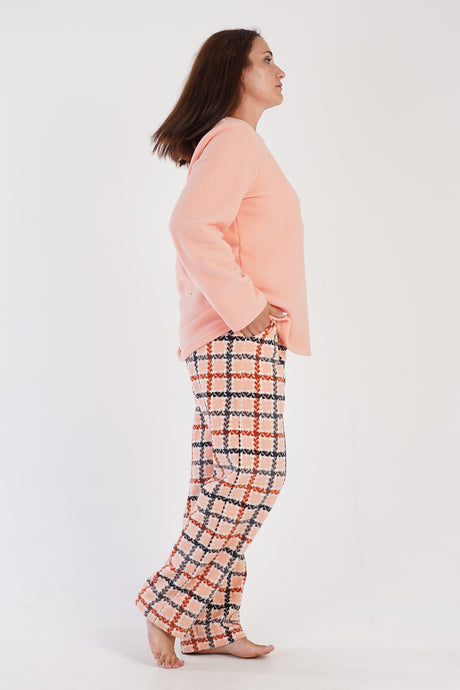 KADIN POLAR XXL O YAKA UZUN KOL ETEGI OVAL CEPLI PIJAMA TAKIM 304198