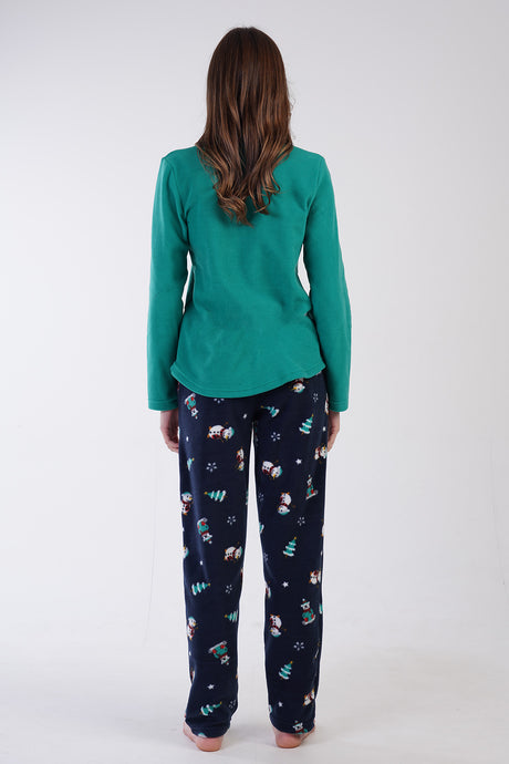 KADIN POLAR O YAKA UZUN KOL ETEGI OVAL CEPLI PIJAMA TAKIM 305001