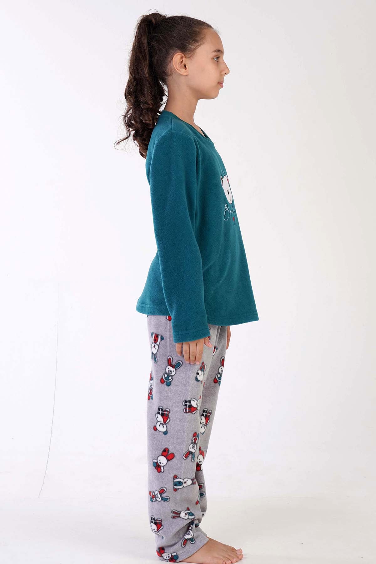 KIZ COCUK POLAR O YAKA UZUN KOL ETEGI OVAL PIJAMA TAKIM(9-10/15-16) 305004