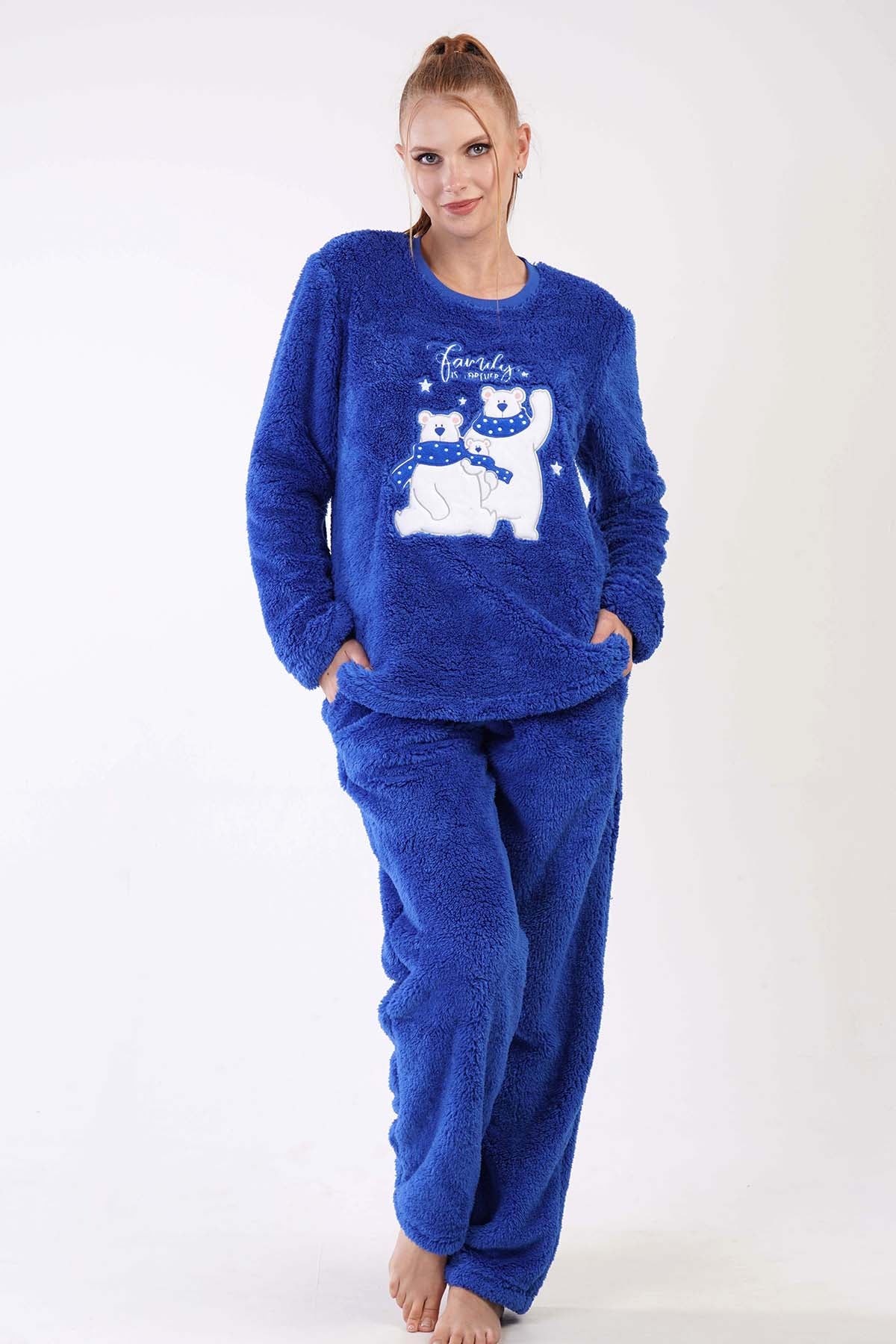 KADIN WELSOFT O YAKA UZUN KOL ETEGI OVAL CEPLI PIJAMA TAKIM