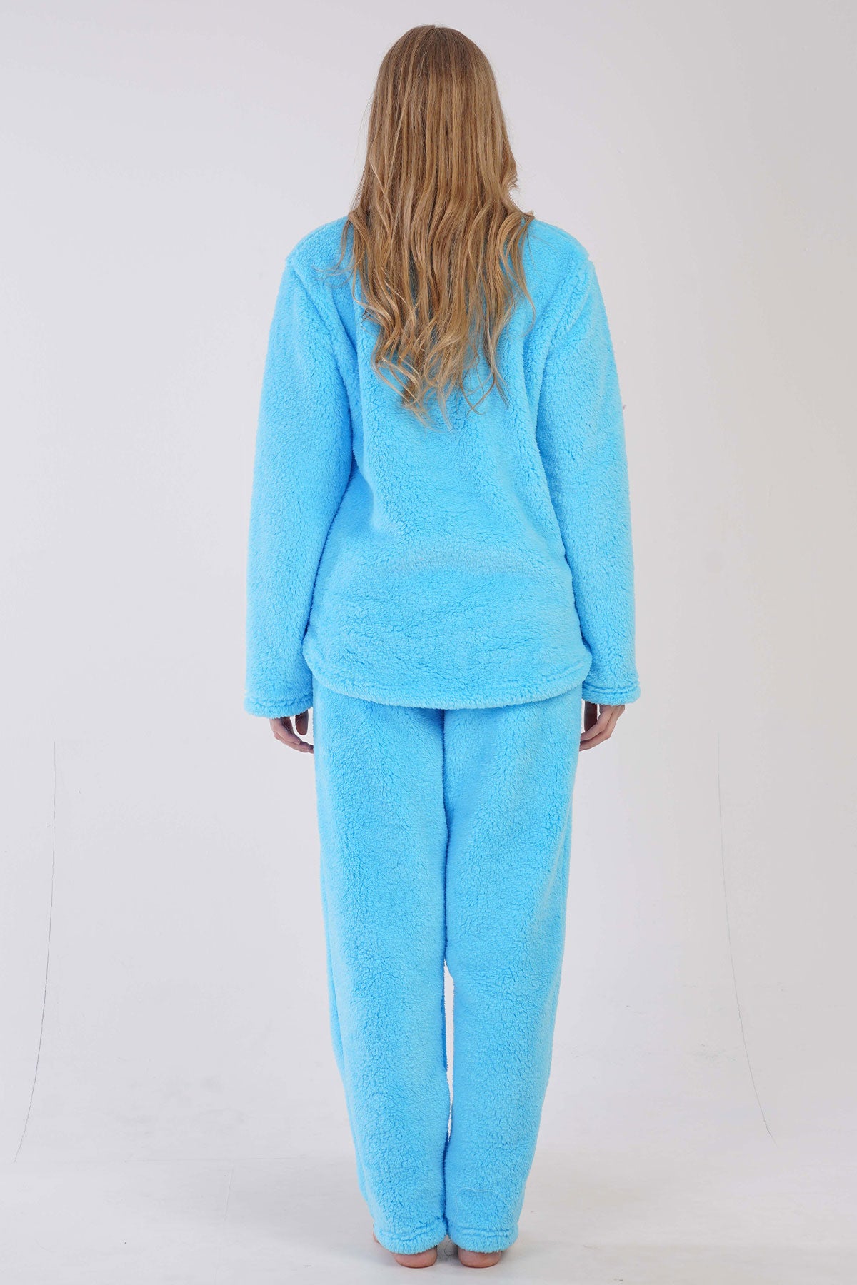 KADIN WELSOFT O YAKA UZUN KOL ETEGI OVAL CEPLI PIJAMA TAKIM