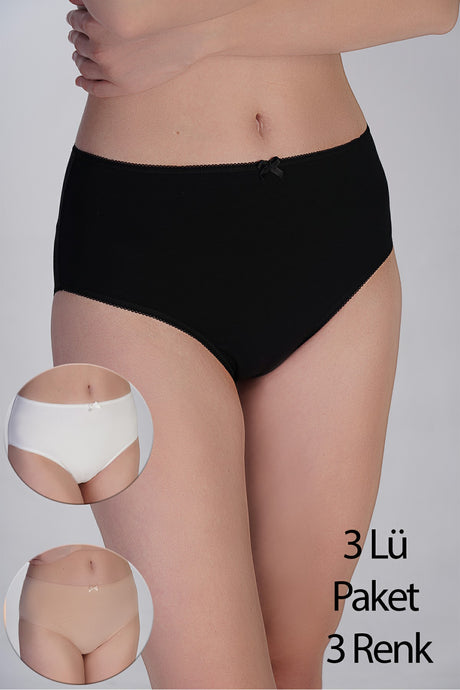 5002 - Yarım Bel Bikini Penye 3 lü Külot