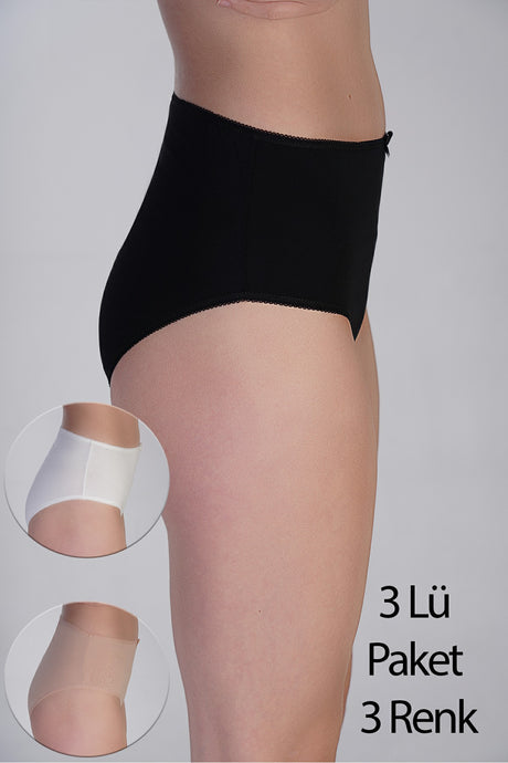5002-Yarım Bel Bikini Penye 3 lü Külot (Kutulu)