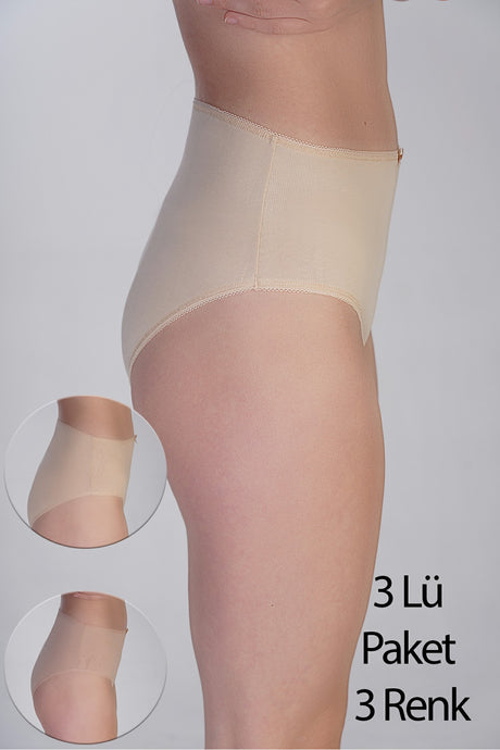 5002-Yarım Bel Bikini Penye 3 lü Külot (Kutulu)