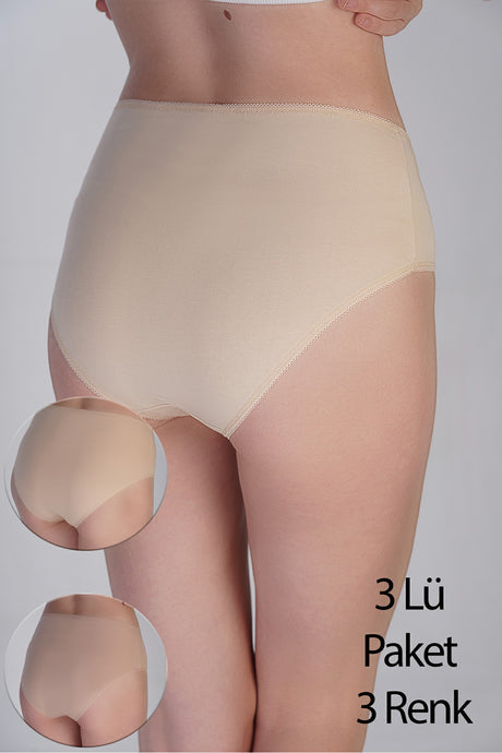 5002-Yarım Bel Bikini Penye 3 lü Külot (Kutulu)