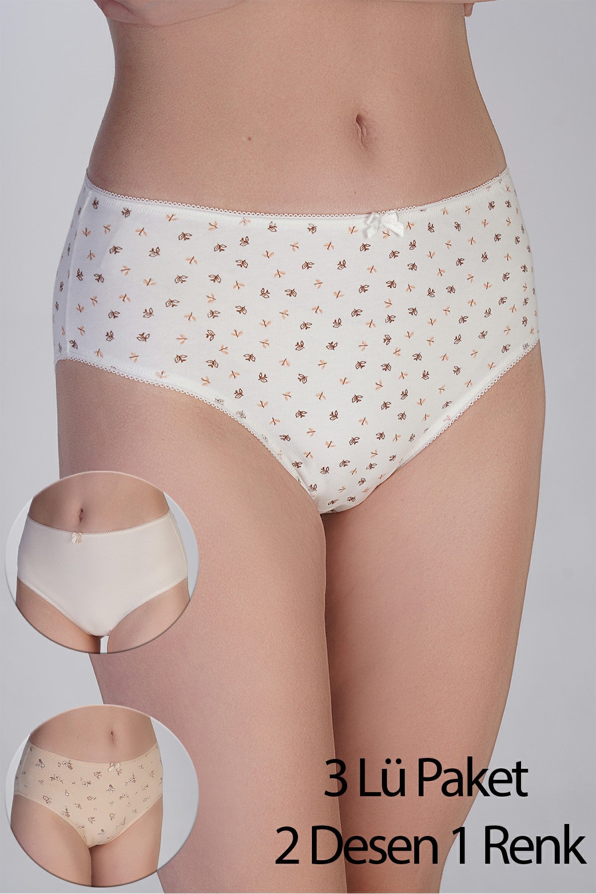5002 - Yarım Bel Bikini Penye 3 lü Külot