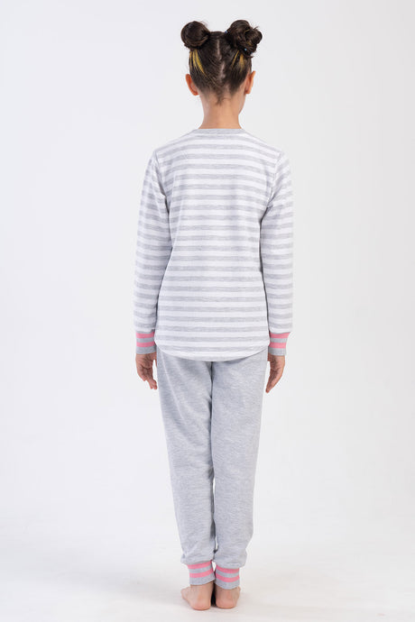 KIZ COCUK 2IPLIK O YAKA UZUN KOL ETEGI OVAL MANSETLI PIJAMA TAKIM(9-10/15-16)