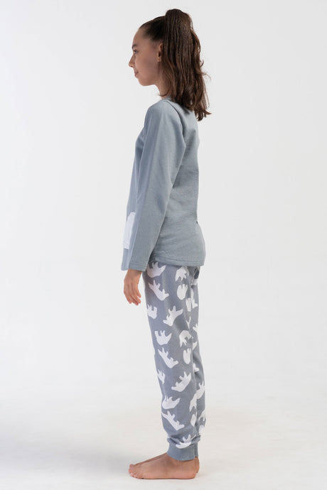 KIZ COCUK 2IPLIK O YAKA UZUN KOL ETEGI OVAL MANSETLI PIJAMA TAKIM(9-10/15-16)
