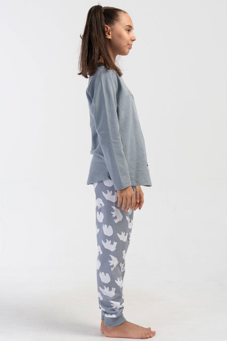KIZ COCUK 2IPLIK O YAKA UZUN KOL ETEGI OVAL MANSETLI PIJAMA TAKIM(9-10/15-16) 403037