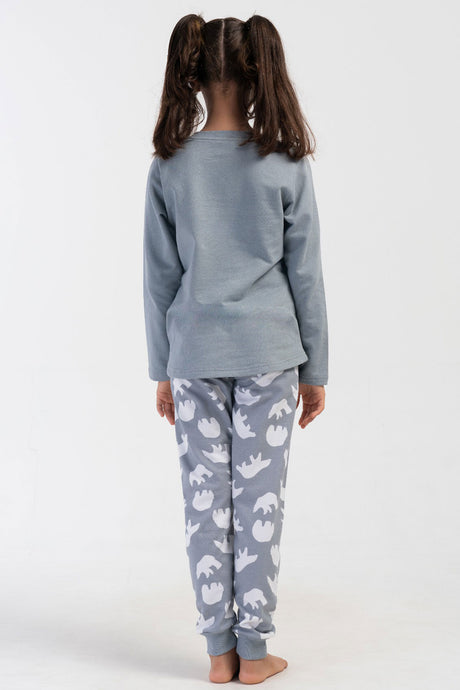 KIZ COCUK 2IPLIK O YAKA UZUN KOL ETEGI OVAL MANSETLI PIJAMA TAKIM(9-10/15-16)