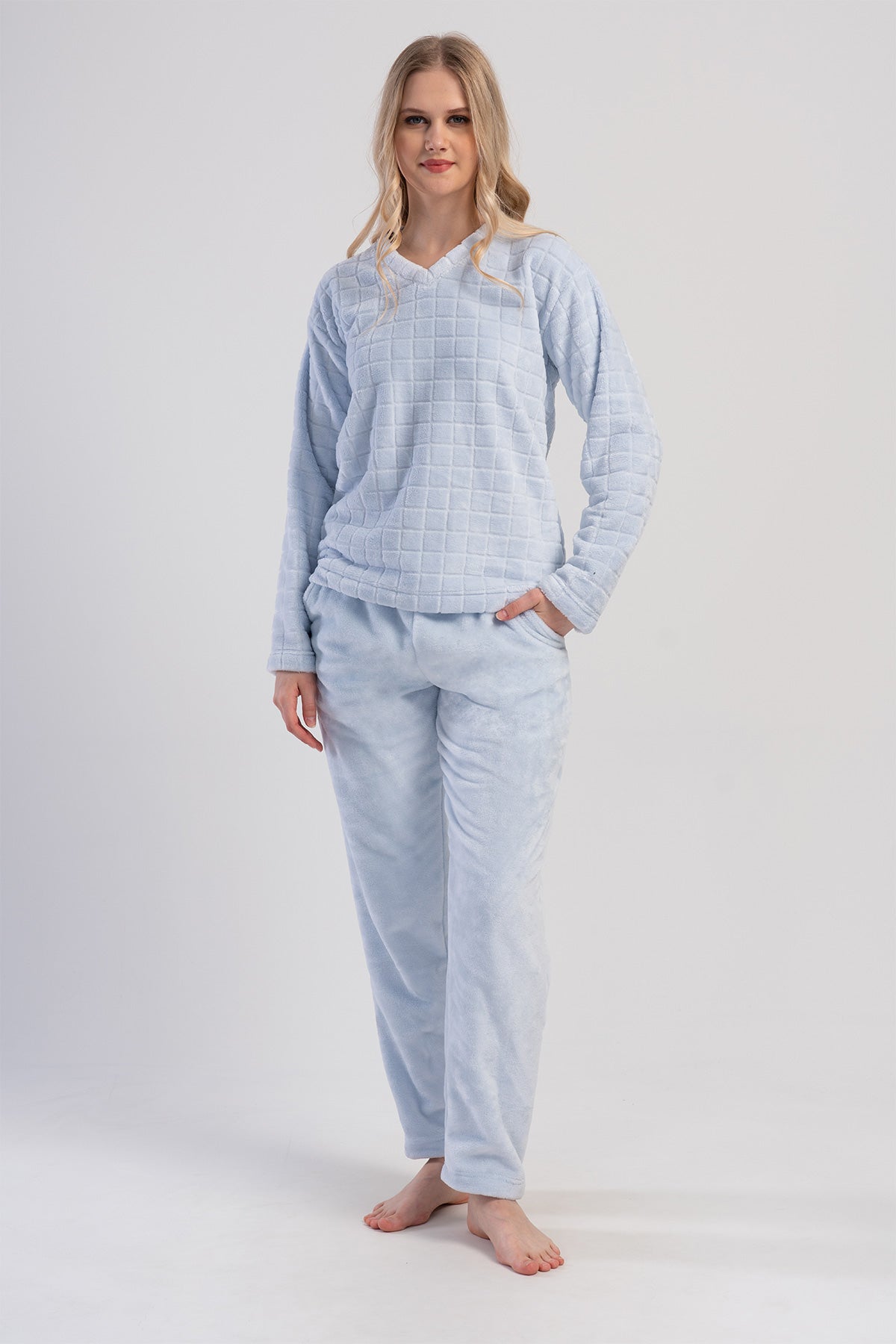 KADIN J.ULTRASOFT V YAKA UZUN KOL CEPLI PIJAMA TAKIM 403116