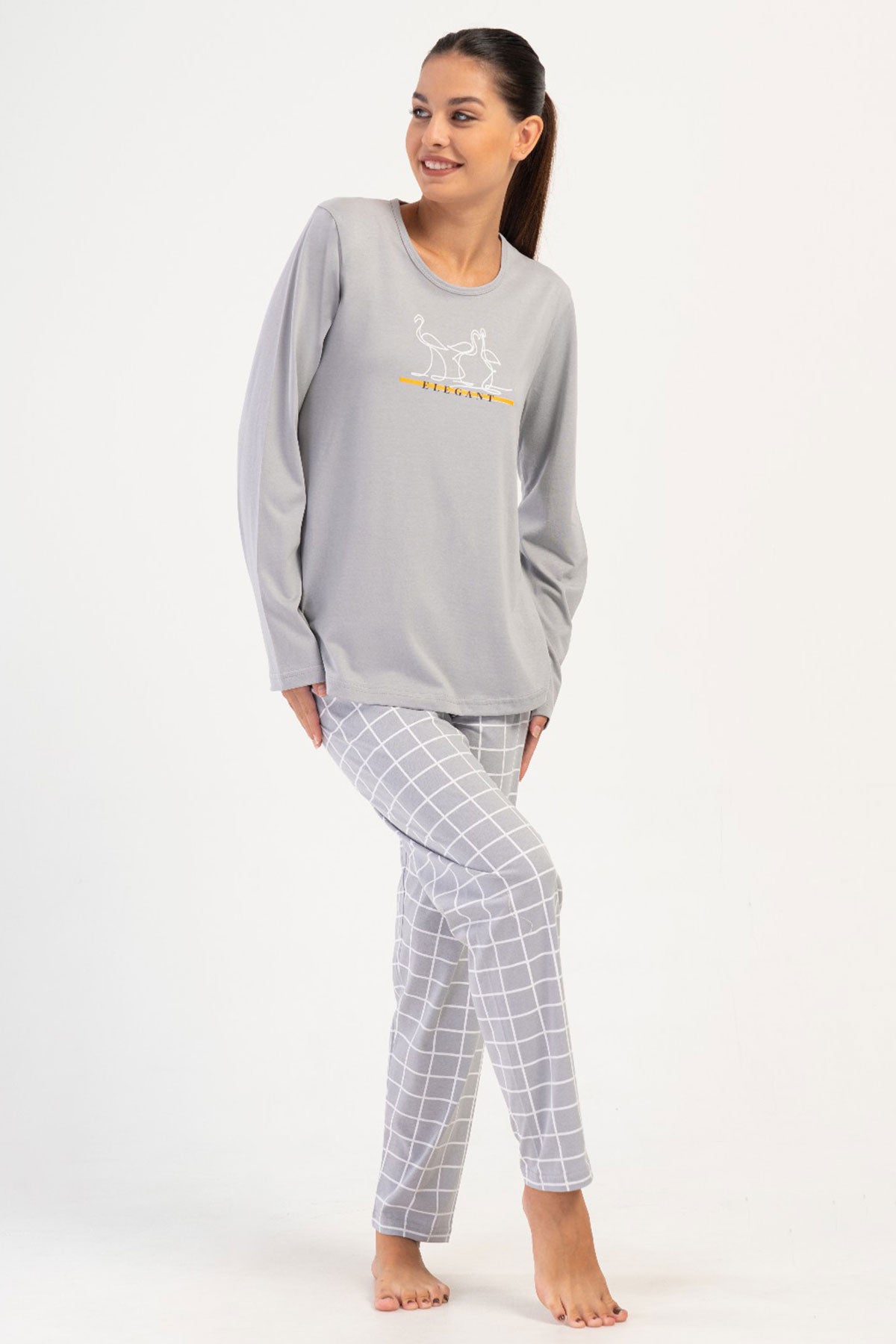 KADIN P.SUPREM XXL O YAKA UZUN KOL ETEGI OVAL PIJAMA TAKIM