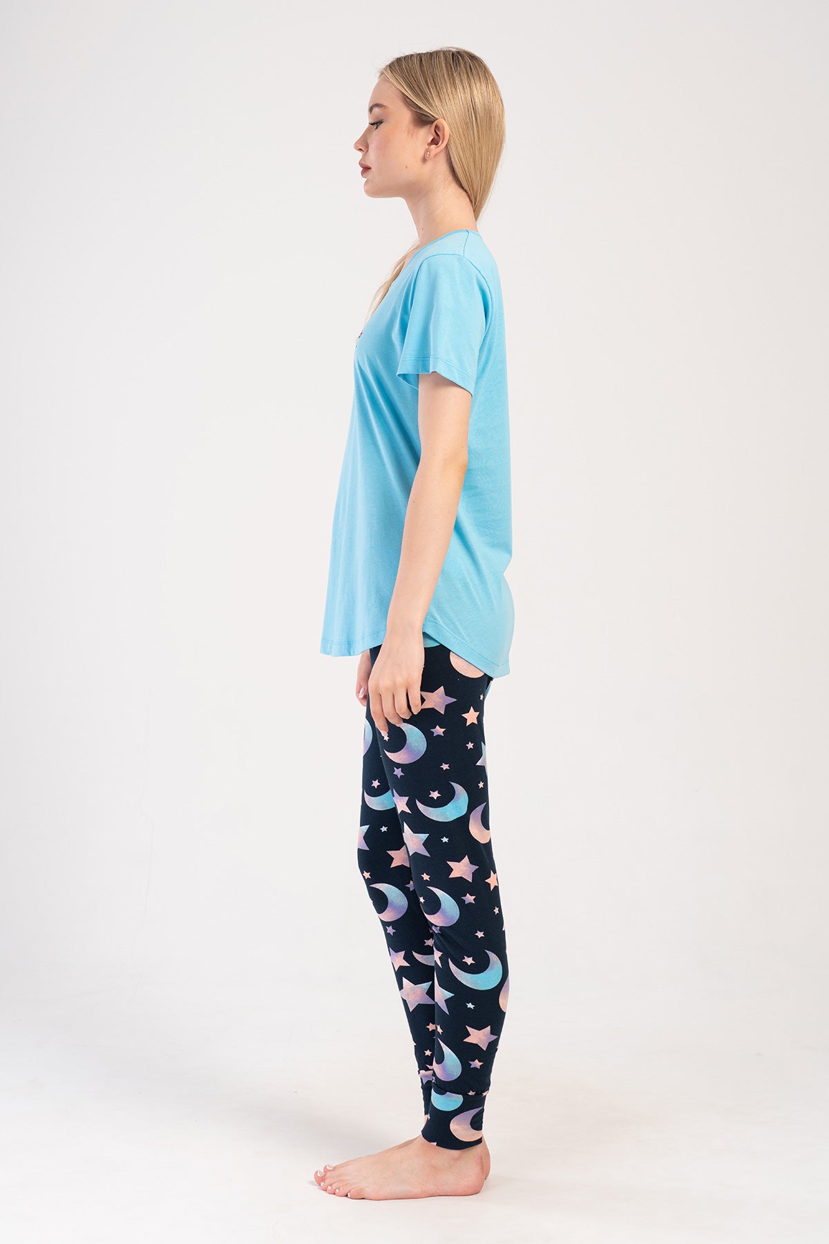 KADIN LYC SUPREM O YAKA KISA KOL ETEGI OVAL MANSETLI TAYT PIJAMA TAKIM 403276