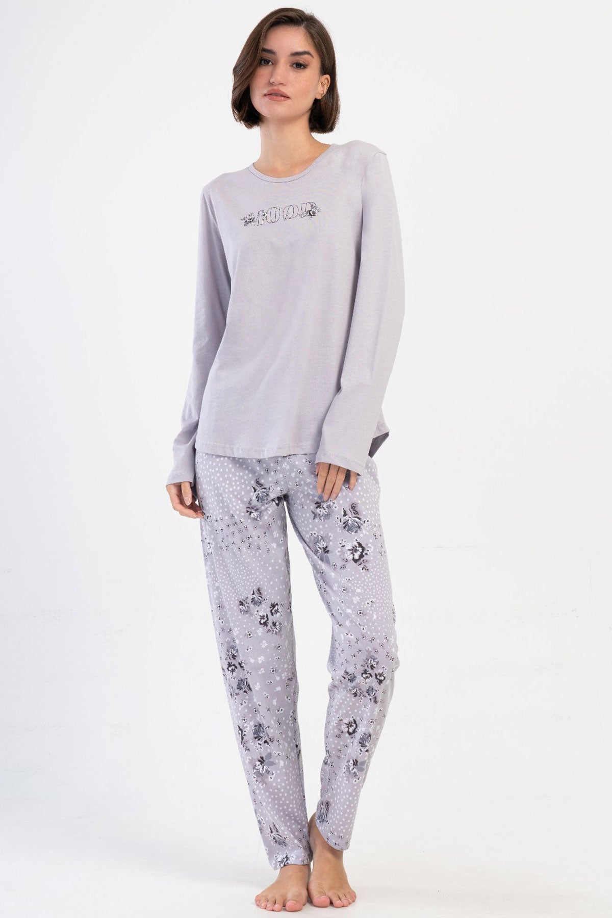 KADIN P.SUPREM XXL O YAKA UZUN KOL ETEGI OVAL PIJAMA TAKIM