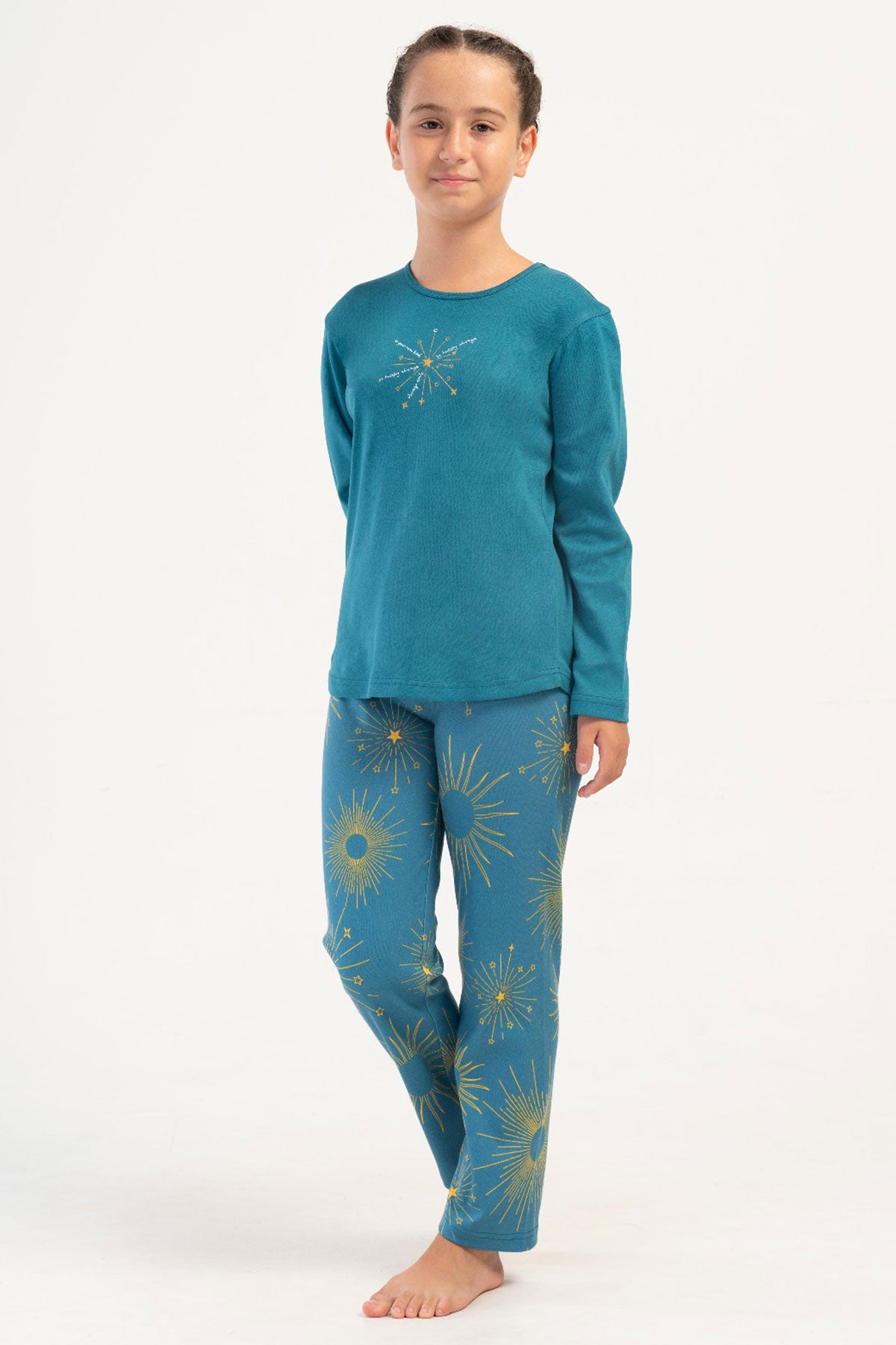 KIZ COCUK INTERLOK O YAKA UZUN KOL ETEGI OVAL PIJAMA TAKIM(7-8/13-14)