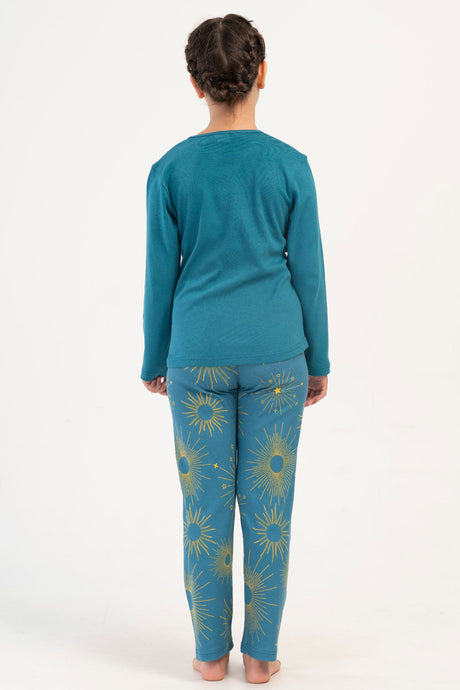 KIZ COCUK INTERLOK O YAKA UZUN KOL ETEGI OVAL PIJAMA TAKIM(7-8/13-14)