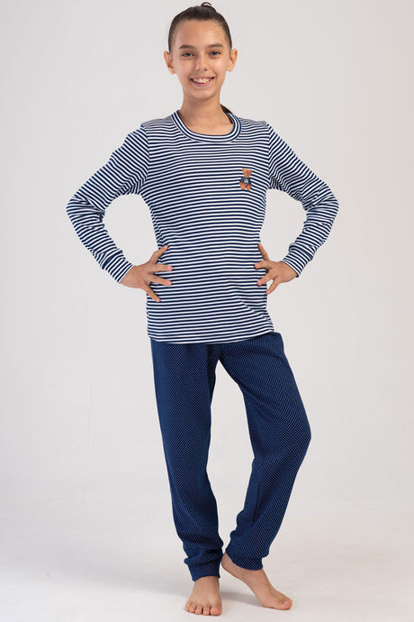 KIZ COCUK INTERLOCK O YAKA UZUN KOL ETEGI OVAL MANSETLI PIJAMA TAKIM(7-8/13-14)